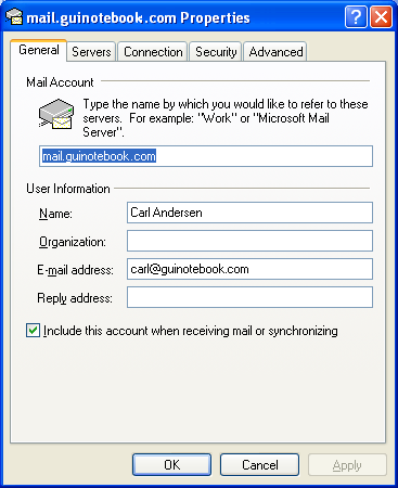 General Tab of Properties Dialog